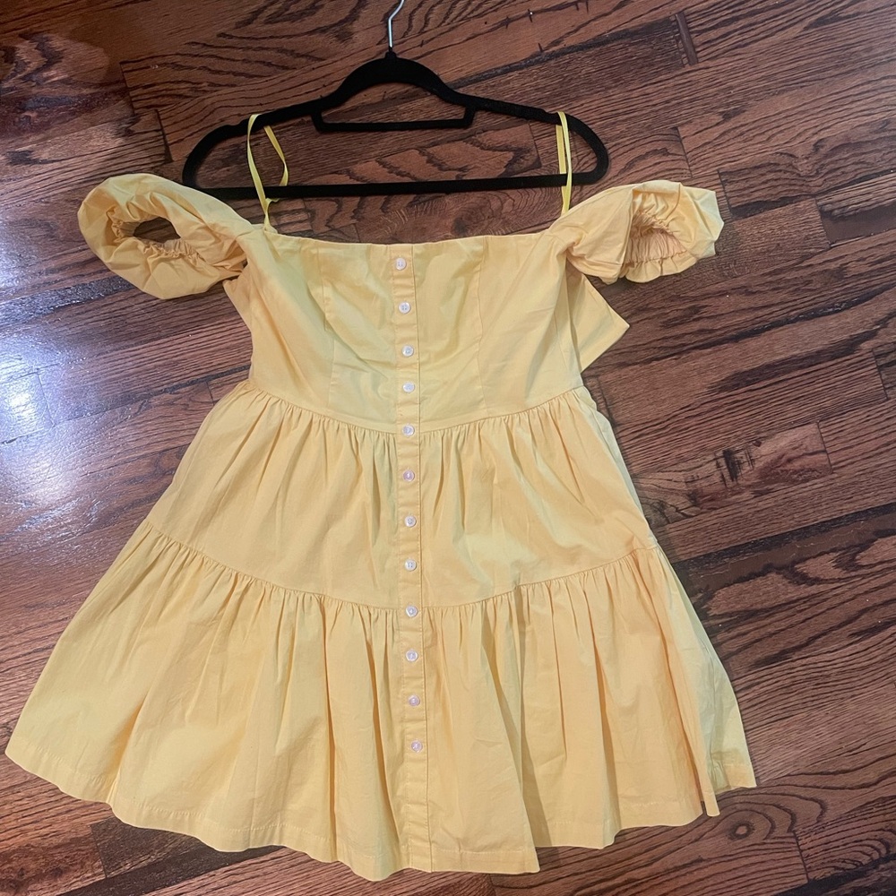 STAUD off the shoulder yellow sundress